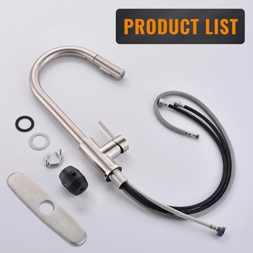 Swan Neck Modern Kitchen Faucet with Pull Down Nozzle Brushed Nickel