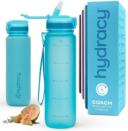 Motivational Water Bottle with Time Marker and Straw Lid 32 oz