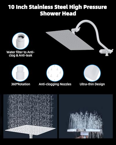 All Metal High Pressure Rainfall 10'' Shower Head with Handheld