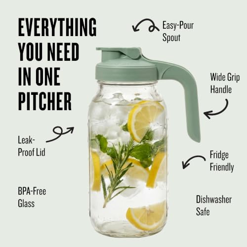 64 oz Mason Jar Glass Pitcher With Lid