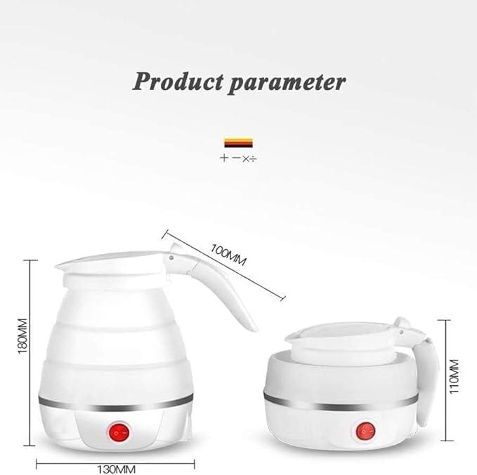 Mini Foldable Electric Kettle,Travel,110-240V Dry Boil Protection Automatic Thermostat Food Grade Silicone Collapsable Portable Water 0.6L,Blue(Bianco)