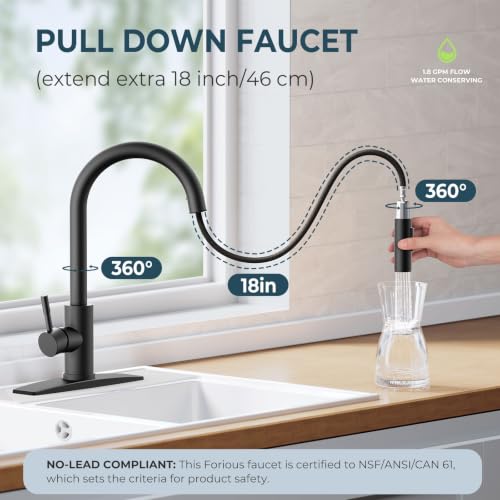 Black Kitchen Faucet with Soap Dispenser