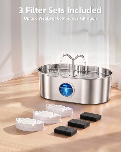 8L/270oz/2Gallon Stainless Steel Dog Water Fountain Pet Fountain