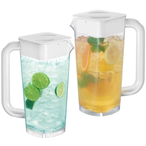 2 Pack Plastic Pitcher with Lid (2 Count)