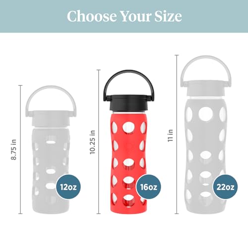 16-Ounce BPA-Free Glass Water Bottle with Classic Cap and Protective Silicone Sleeve, Poppy