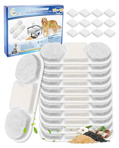 12+12 Dog Water Fountain Filters Compatible with MAILOFY WF120 (24 Count)