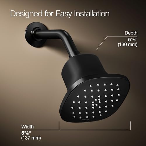 37722-G-BL Cinq Square Single-Function Filtered Showerhead, Five-Layer Filtration, 1.75 GPM, Contemporary Design, Easy to Clean, Matte Black