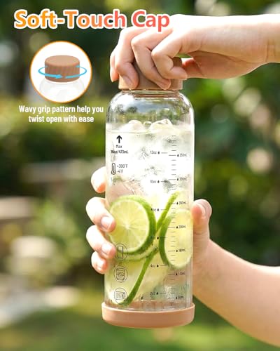 Glass Water Bottles with Stainless Steel Lid 20 oz (2 Count)