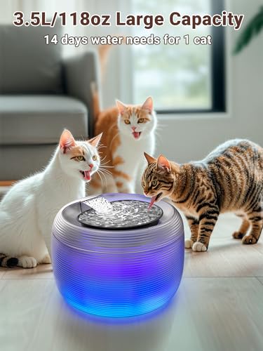 3.5L 118oz Large Capacity Cat Water Fountain for Cats Quiet FS75