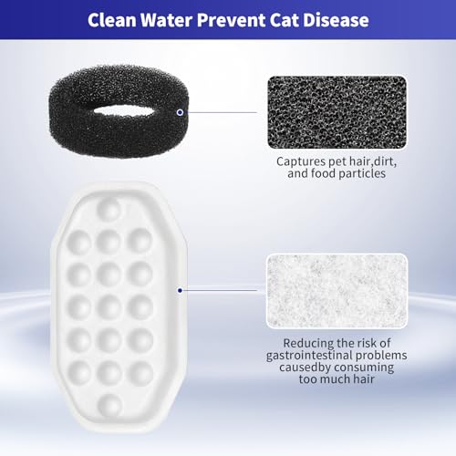 16 Pack Cat Water Fountain Replacement Filters & Pre (16 Count)