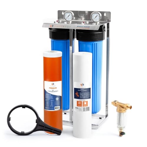 2 Stage Whole House Water Filter System 20x4.5 inch with Prefilter & KDF (2 Count)