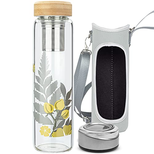 32oz Borosilicate Glass Water Bottle with Tea Infuser