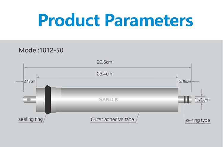 Reverse Osmosis Membrane 50GPD 11.75"x1.75" RO Membrane Water Filter Replacement Fits Under Sink RO Drinking Water Purifier System