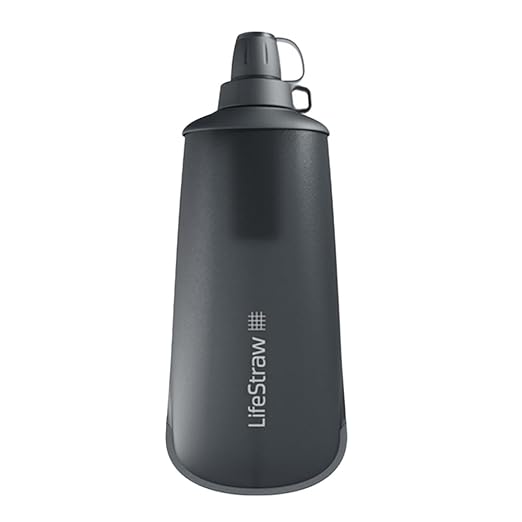LifeStraw Peak Series - Collapsible Squeeze Bottle Water Filter System – 650ml for Trail Running, Through Hiking, Travel, Cycling, and Fishing, Dark Mountain Gray