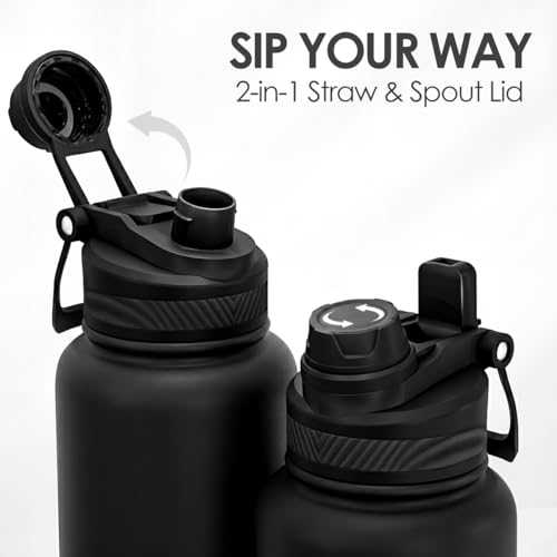 Stainless Steel Water Bottle with Strap 32oz