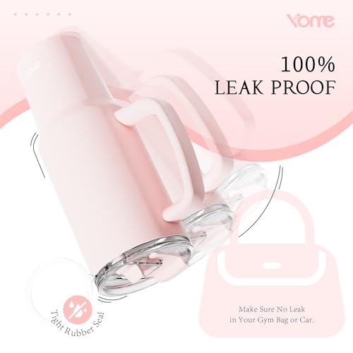 40oz Light Pink Tumbler with Handle and Flip Straw