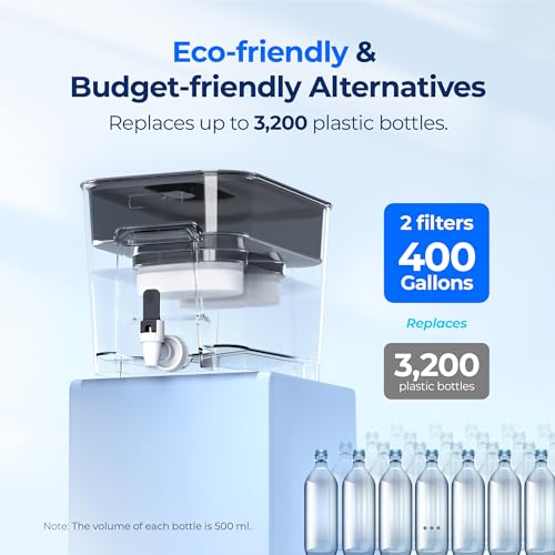 WFD-22L-DF Water Filter Dispenser, 40-Cup Water Purifier, Black (2 Count)