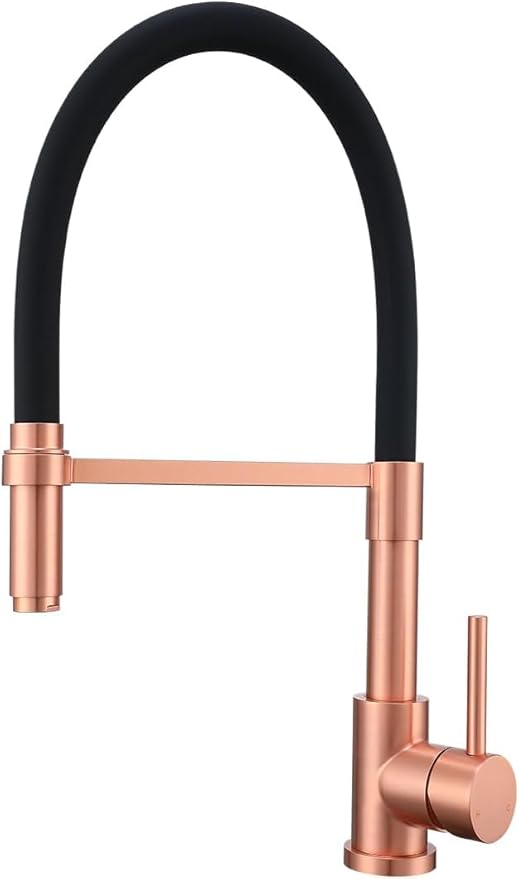Copper Kitchen Faucet, Kitchen Sink Faucet with Pull Down Spray, Solid Brass Kitchen Faucet Red Copper and Black