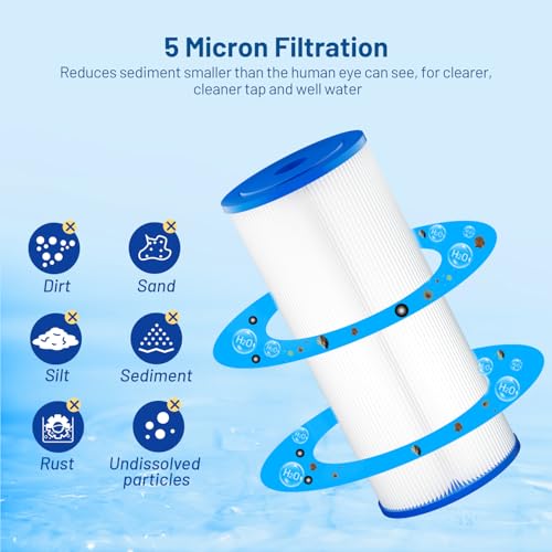 5 Micron 10" x 4.5" Pleated Sediment Well Water Filter Cartridge (3 Count)