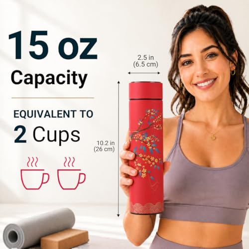 Tea Infuser for Loose Leaf Tea Smart Water Bottle with Fahrenheit Temperature Display