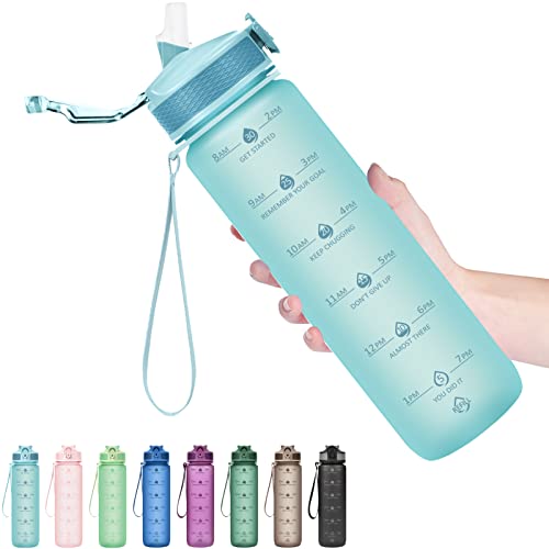Plastic Water Bottle With Straw & Time Marker