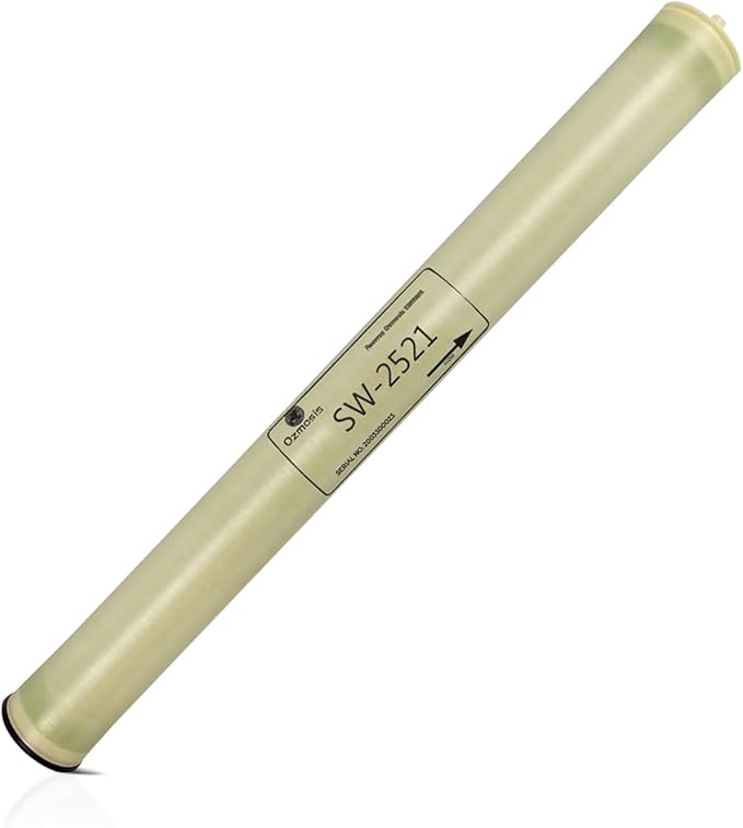 Ozmosis SW-2521 Reverse Osmosis Membrane 2.5"x21" Seawater Desalination, 300 GPD Water Filtration, 99.5% Salt Rejection, Made with premium quality materials Toray Brand Sheets and Dow Glue