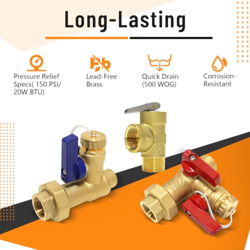 1PC HeSun 3 4" Copper IPS Isolator Tankless Water Heater Service Valve Kit