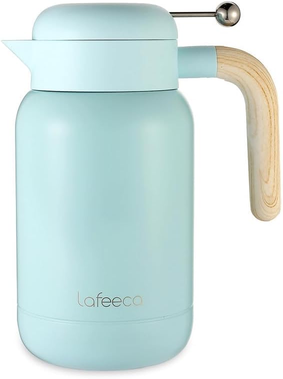 Aura Thermal Coffee Carafe - Vacuum Insulated Stainless Steel Tea Pot & Water Pitcher, Keeps Drinks Hot or Cold, BPA-Free, Beverage Dispenser Thermos - 51 oz Blue