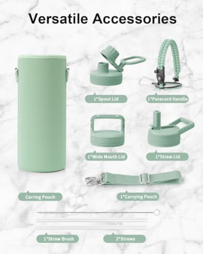Water Bottle Insulated 40 oz with 3 Lids