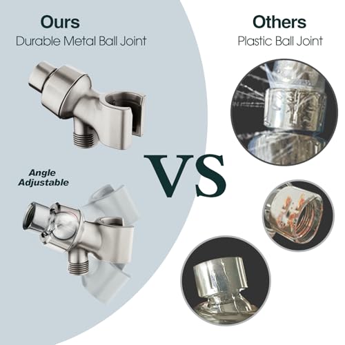 9 Spray Settings Shower Head with Handheld High Pressure Brushed Nickel Hand Held Showerhead with 60 Inch Stainless Steel Hose and Adjustable Overhead Bracket