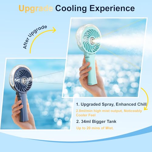 Upgraded Portable Handheld Misting Fan