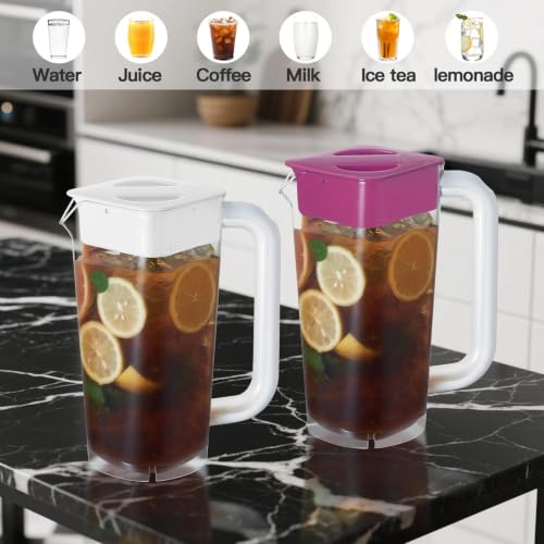 4 Pack 2L 68 oz Plastic Pitcher with Lid & Handle