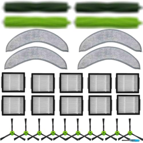 2 Set of Roller Brush & 10 Filters & 4 Mop Pads & 10 Side Brushes Replacement Parts Accessories Compatible with iRobot Roomba Combo J7 J7+ J9+ 10 Max Robot Vacuum Cleaner (28 Count)