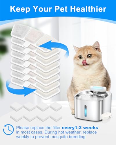 8+8 Pack Cat Water Fountain Filter Replacement Compatible with oneisall PW03 & PW04 3.5L (16 Count)