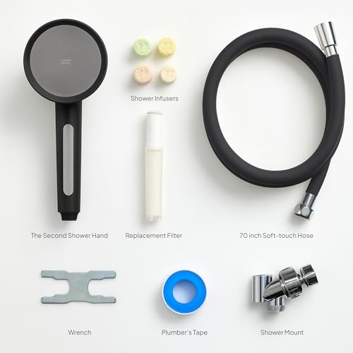 SecondShower Filtered Shower Head with Handheld for Hard Water