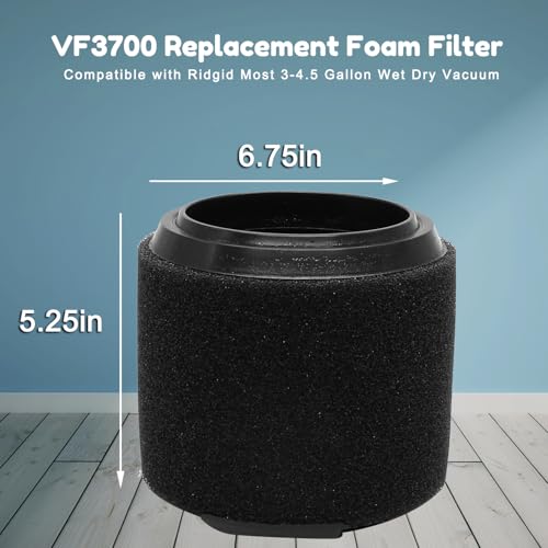 2PCS VF3700 Replacement Filter for Ridgid Shop Vac 4 (2 Count)