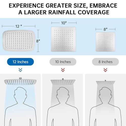 All Metal 12" Rain Shower Head with Handheld for Bathroom Upgrade