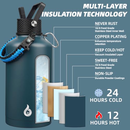 87oz Insulated Water Bottle with Straw Lid Stainless Steel Water Jug