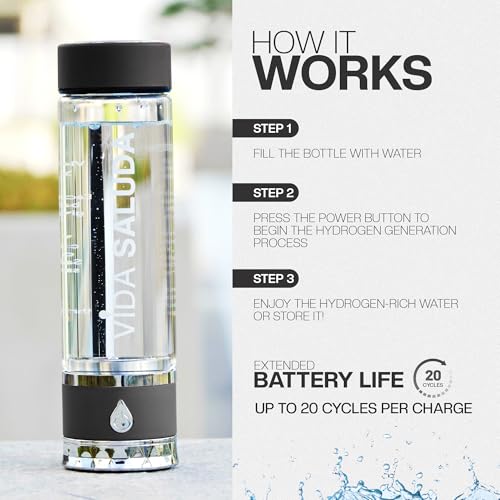 Hydrogen Water Bottle Generator 500ml Portable SPE PEM Hydrogen Rich Water Maker with Titanium Platinum Plates Fast Rechargeable Ionized Water Bottle for Home Travel Gym Hydration