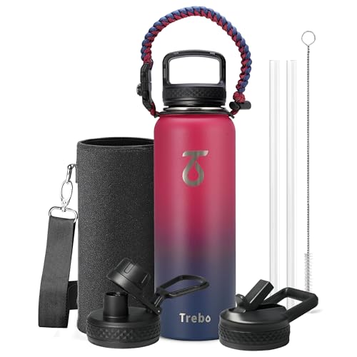 Water Bottle Insulated 40 oz with 3 Lids