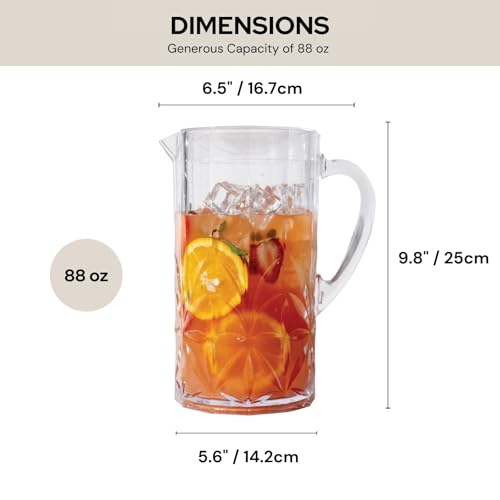 Shatterproof Tritan Plastic Water Pitcher with Lid