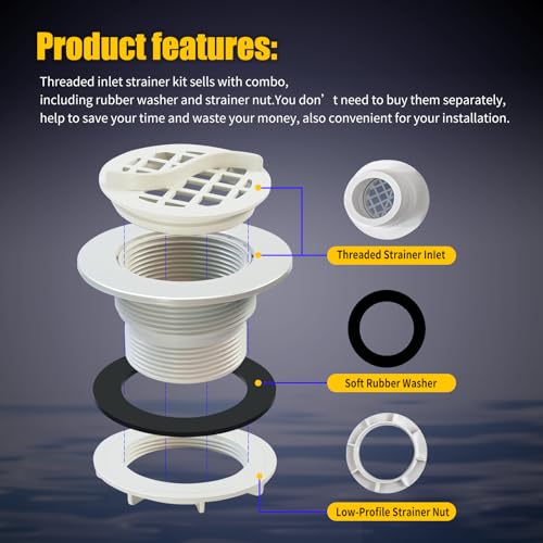 2 Pcs Threaded Inlet Strainer Compatible with Intex 1‑1