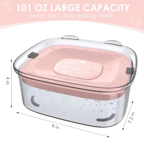 3L No Spill Dog Water Bowl with Slow Drinking Disk