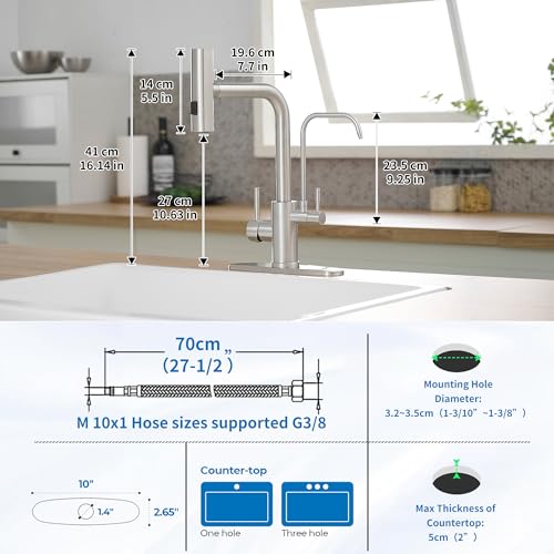 Kitchen Faucets with Water Filter and Pull Down Sprayer
