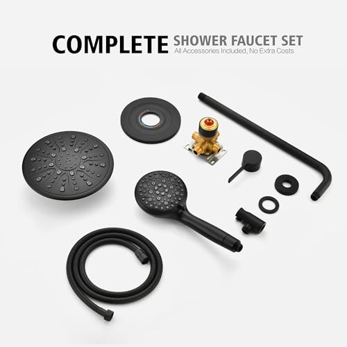 Matte Black Shower System with 9" High Pressure Rain Shower Head