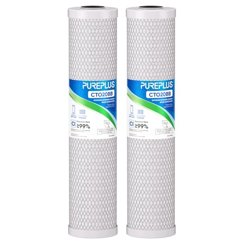 5 Micron 20" x 4.5" Whole House Coconut Shell Activated Carbon Water Filter Replacement Cartridge (2 Count)