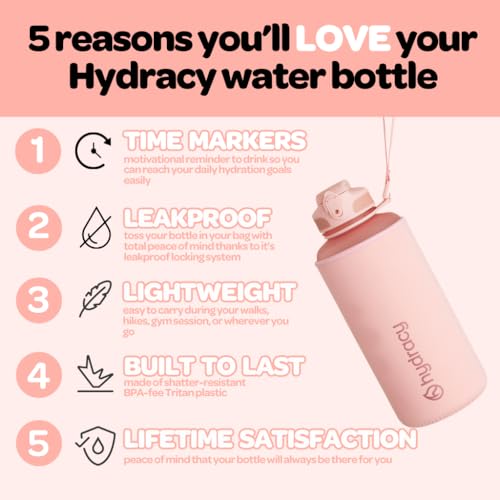 Motivational Water Bottle with Time Marker & Fruit Infuser 64 oz