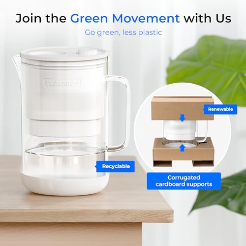 PT-09W 10-Cup Large Glass Water Filter Pitcher, Eco-Friendly