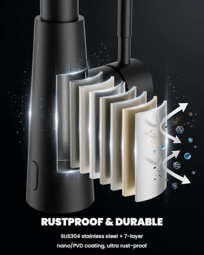 Black Touchless Kitchen Faucet Motion Sensor with Pull Down Sprayer