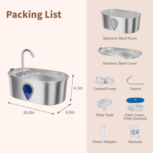Cat Water Fountain Stainless Steel (67.99 Fl Oz)
